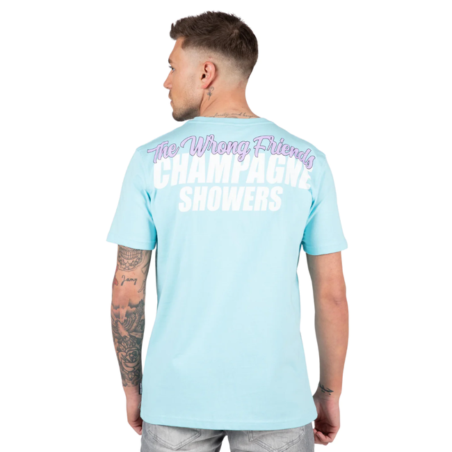 WRONG FRIENDS CHAMPAGNE SHOWERS T-SHIRT - LIGHT BLUE