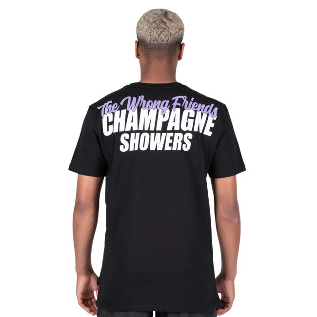 WRONG FRIENDS CHAMPAGNE SHOWERS T-SHIRT - BLACK