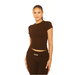 L.A Sisters SHORT SLEEVE LOUNGE TOP BROWN