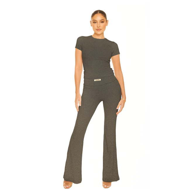 L.A Sisters FLAIRED LOUNGE PANTS DARK GREY