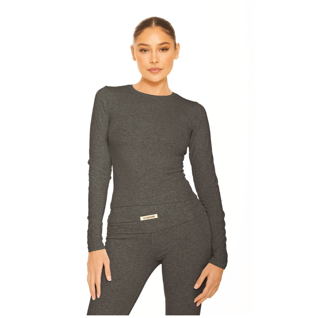 L.A Sisters LONG SLEEVE LOUNGE TOP DARK GREY