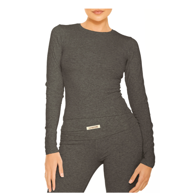 L.A Sisters LONG SLEEVE LOUNGE TOP DARK GREY