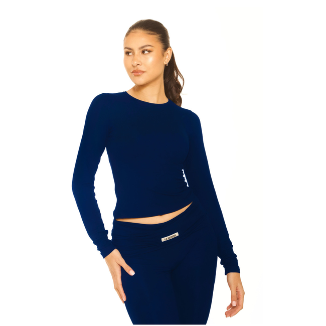 L.A Sisters LONG SLEEVE LOUNGE TOP NAVY BLUE