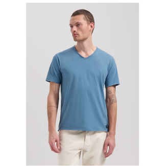 Dstrezzed STEWART V-NECK S/S SLUB JERSEY AEGEAN BLUE