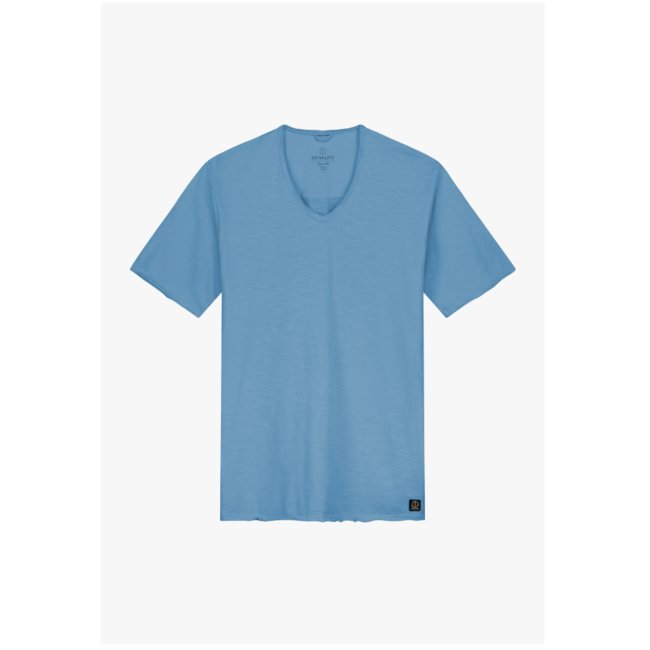 Dstrezzed STEWART V-NECK S/S SLUB JERSEY AEGEAN BLUE