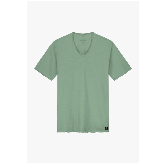 Dstrezzed STEWART V-NECK S/S SLUB JERSEY LODEN FROST