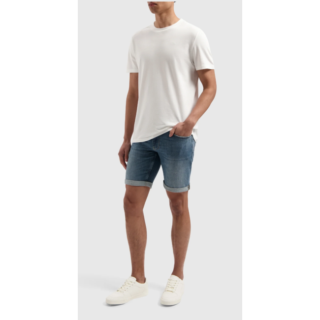 PURE PATH THE STEVE SKINNY FIT SHORTS DENIM DARK BLUE
