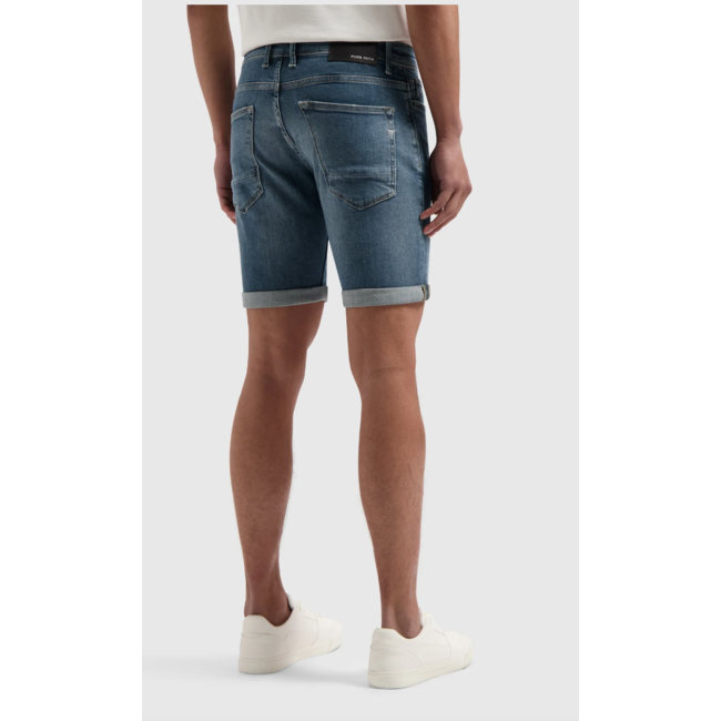 PURE PATH THE STEVE SKINNY FIT SHORTS DENIM DARK BLUE