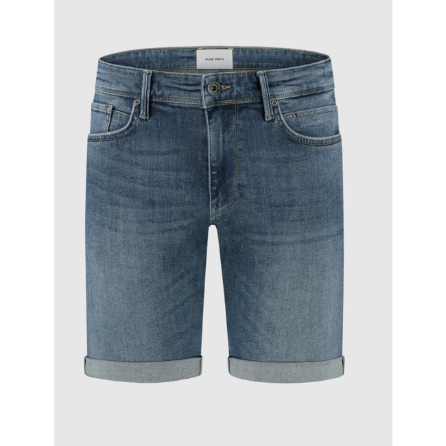 PURE PATH THE STEVE SKINNY FIT SHORTS DENIM DARK BLUE