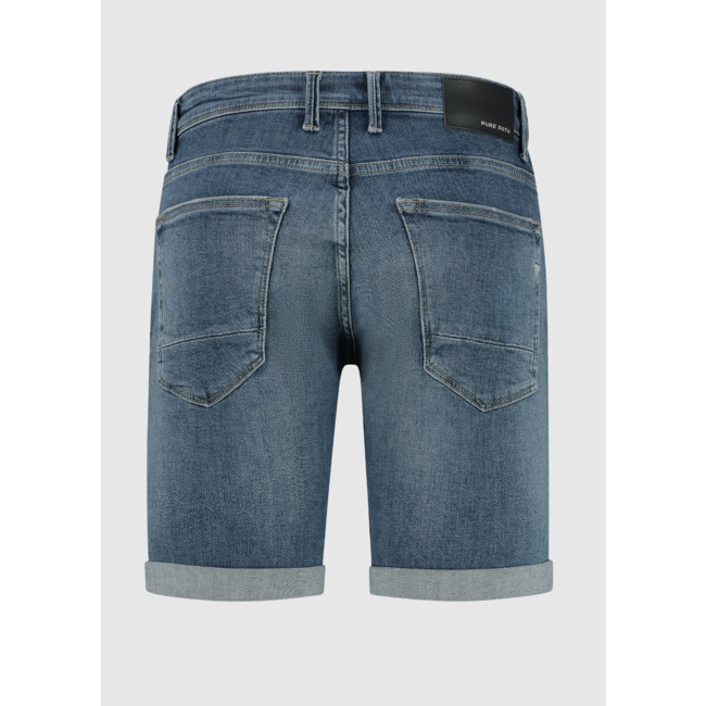 PURE PATH THE STEVE SKINNY FIT SHORTS DENIM DARK BLUE