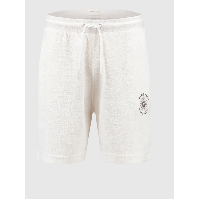 PURE PATH BOUCLÉ SWEAT SHORTS OFF WHITE