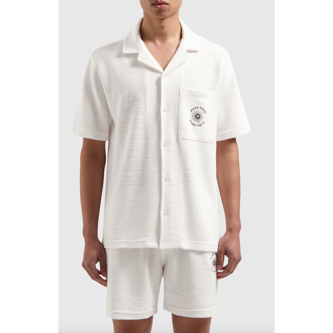 PURE PATH BOUCLÉ SHORTSLEEVE SHIRT OFF WHITE