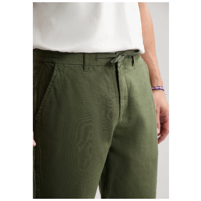 Dstrezzed JAMES BEACH SHORTS CRISPY LINEN DARK ARMY