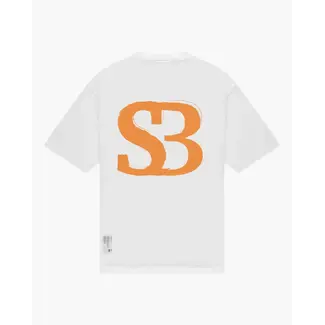 SAINT BLANC THE INITIAL TEE BRIGHT WHITE/ABRICOT