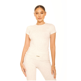 L.A Sisters SHORT SLEEVE LOUNGE TOP GREY