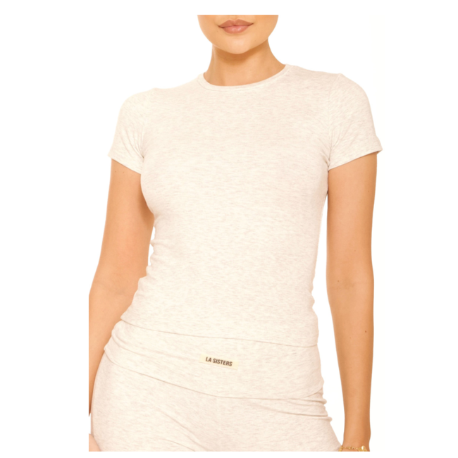 L.A Sisters SHORT SLEEVE LOUNGE TOP GREY