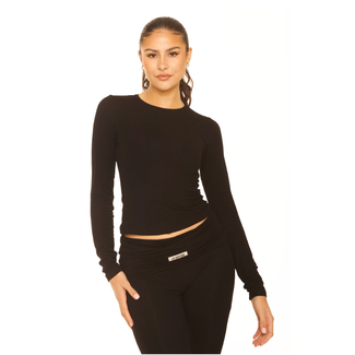 L.A Sisters LONG SLEEVE LOUNGE TOP BLACK
