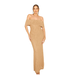 L.A Sisters KNITTED OFF-SHOULDER MAXI DRESS BEIGE