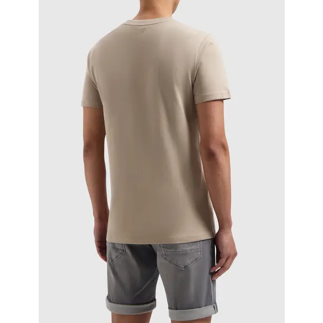 PURE PATH FLORAL CHEST PRINT T-SHIRT TAUPE