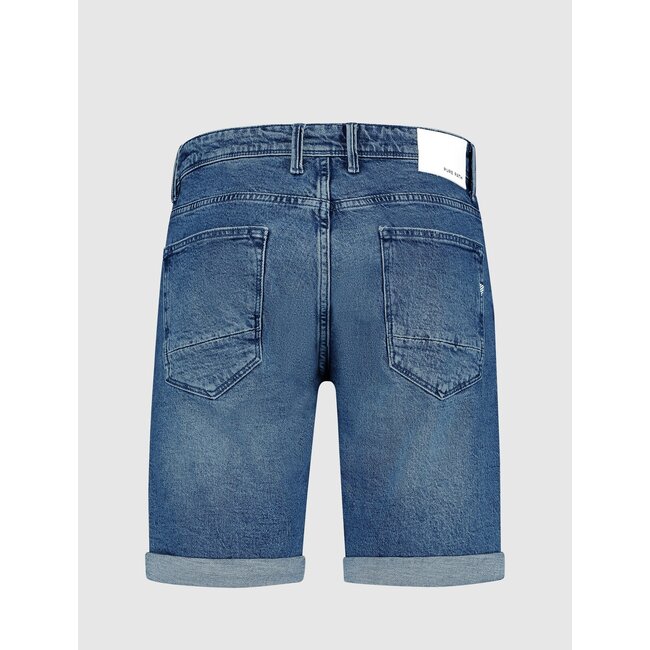 PURE PATH THE MILES SLIM FIT SHORTS DENIM MID BLUE