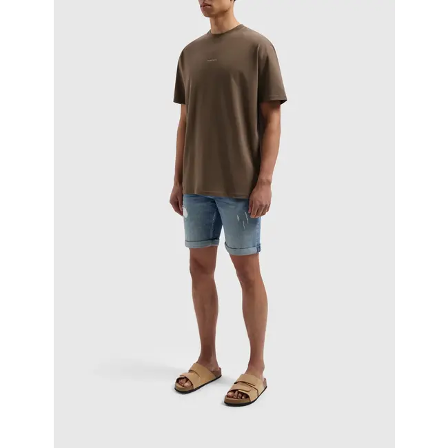 PURE PATH THE MILES SLIM FIT SHORTS DENIM MID BLUE