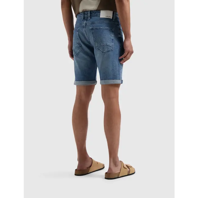 PURE PATH THE MILES SLIM FIT SHORTS DENIM MID BLUE