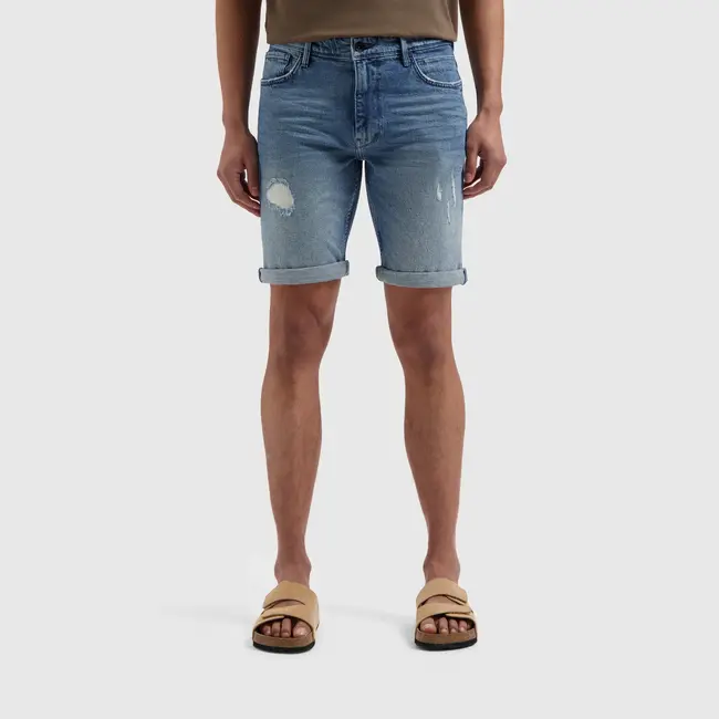 PURE PATH THE MILES SLIM FIT SHORTS DENIM MID BLUE