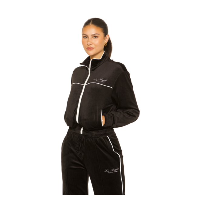 L.A Sisters VELOUR LOS ANGELES TRACKSUIT BLACK