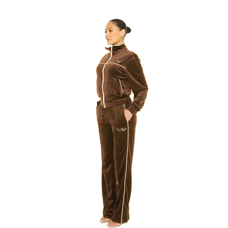 L.A Sisters VELOUR LOS ANGELES TRACKSUIT BROWN