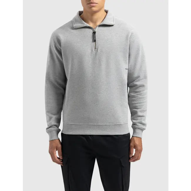 PURE PATH SIDELINE WORDMARK HALFZIP SWEATER GREY