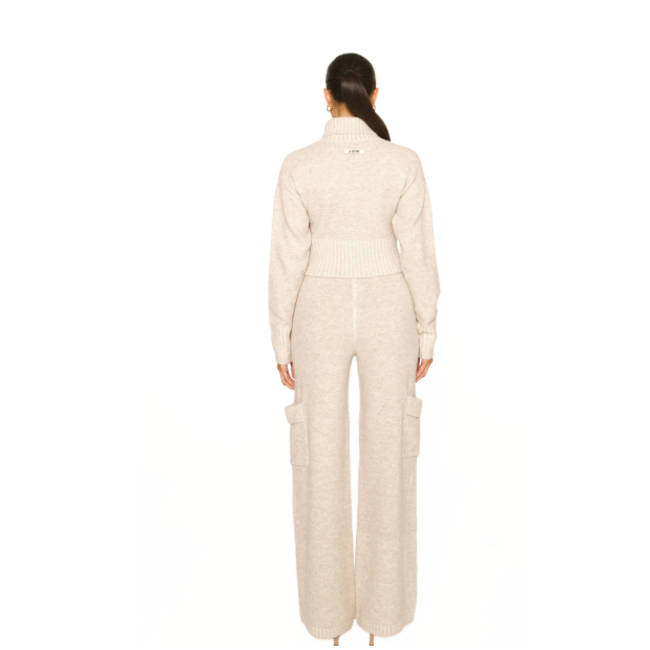 L.A Sisters KNITTED CARGO CO-ORD BEIGE
