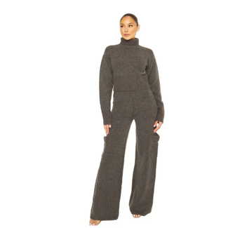 L.A Sisters KNITTED CARGO CO-ORD GREY