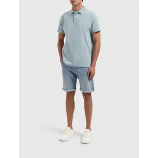 PURE PATH ESSENTIAL WORDMARK POLO BLUE GREY
