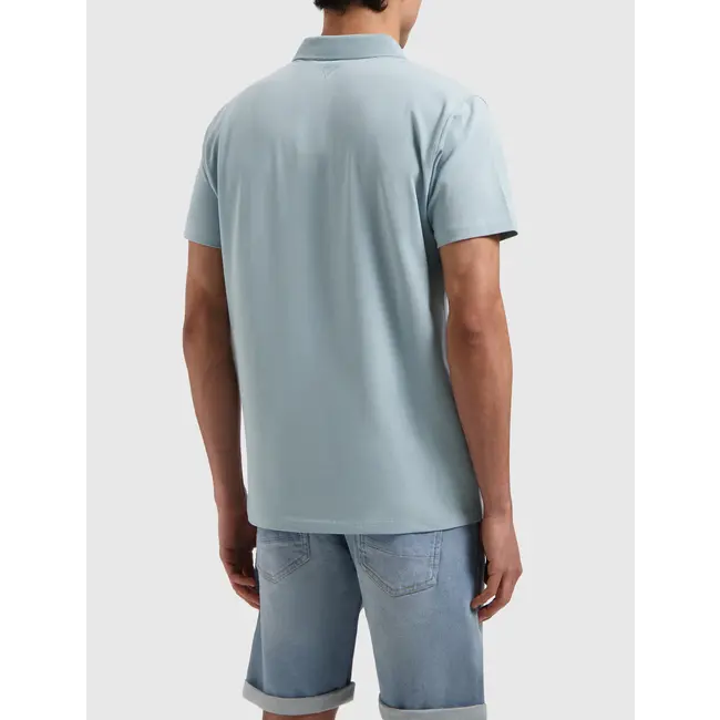 PURE PATH ESSENTIAL WORDMARK POLO BLUE GREY