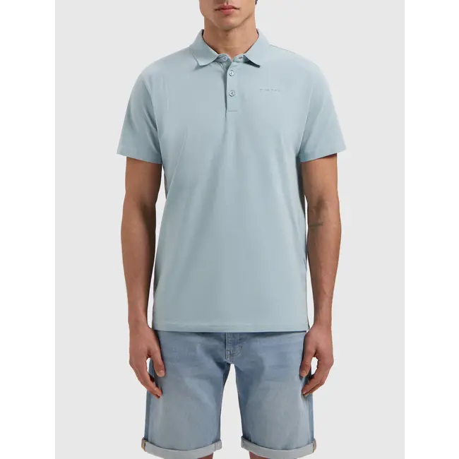 PURE PATH ESSENTIAL WORDMARK POLO BLUE GREY