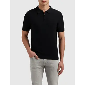 PURE PATH HALF-ZIP KNITWEAR POLO BLACK