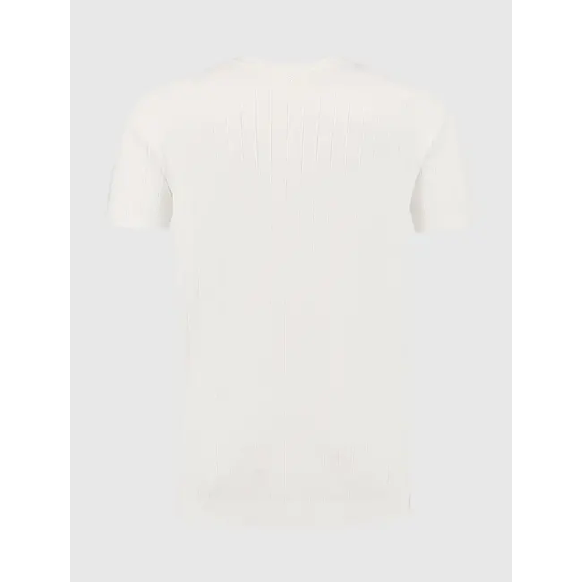 PURE PATH VERTICAL STRIPED KNITWEAR T-SHIRT OFF WHITE