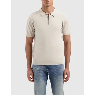 PURE PATH HALF-ZIP KNITWEAR POLO SAND