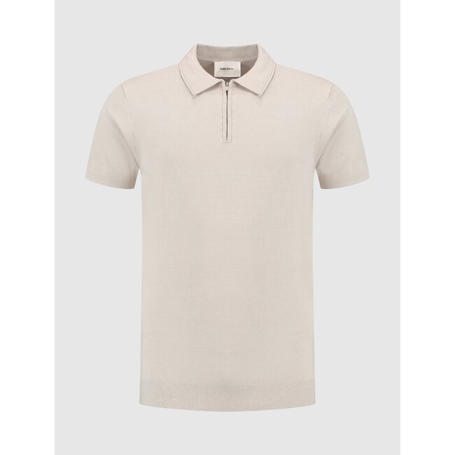 PURE PATH HALF-ZIP KNITWEAR POLO SAND