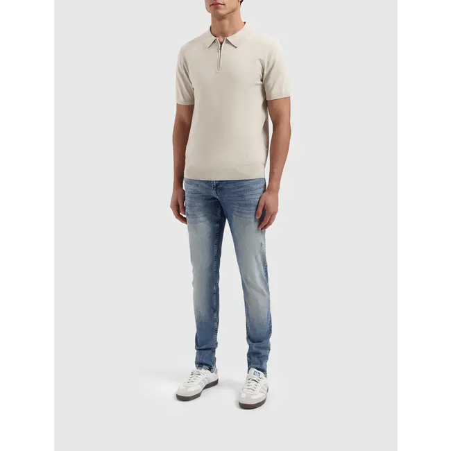 PURE PATH HALF-ZIP KNITWEAR POLO SAND