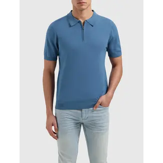 PURE PATH HALF-ZIP KNITWEAR POLO MID BLUE