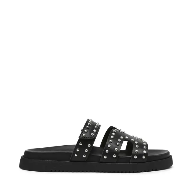 STEVE MADDEN MISSILE-S SANDAL BLACK WITH STUDS