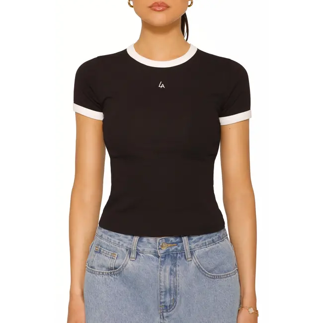 L.A Sisters TENNIS LOGO TOP BLACK