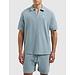 PURE PATH INITIALS WAFFLE POLO BLUE GREY