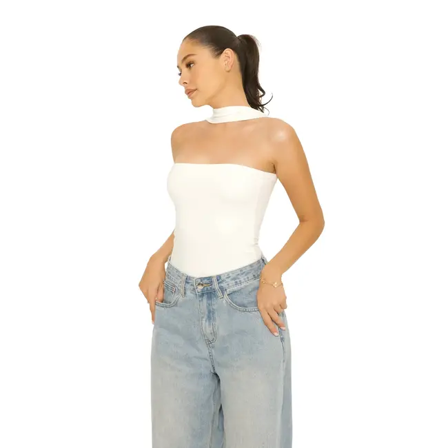 L.A Sisters CHOKER BODYSUIT WHITE