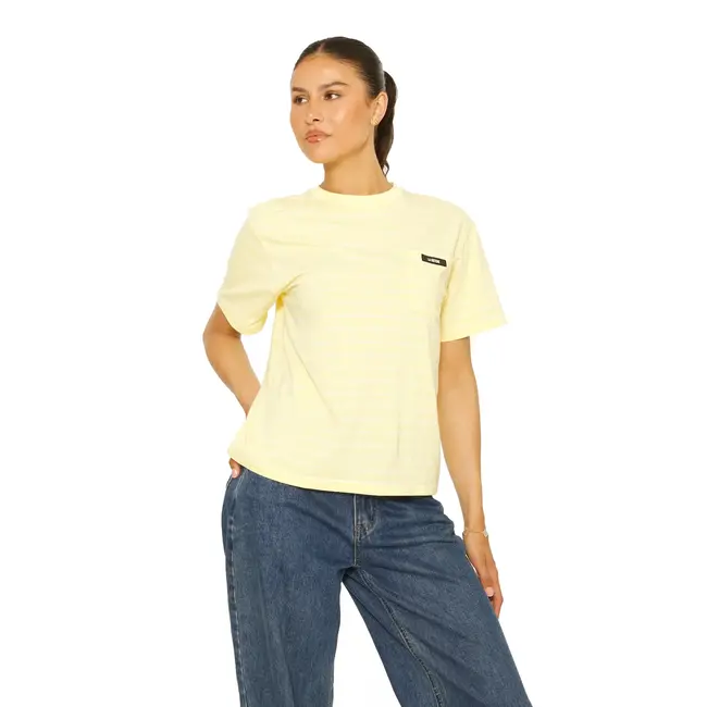 L.A Sisters SHORT SLEEVE OVERSIZED STRIPED TEE YELLOW