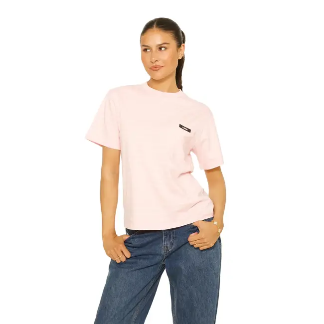 L.A Sisters SHORT SLEEVE OVERSIZED STRIPED TEE PINK
