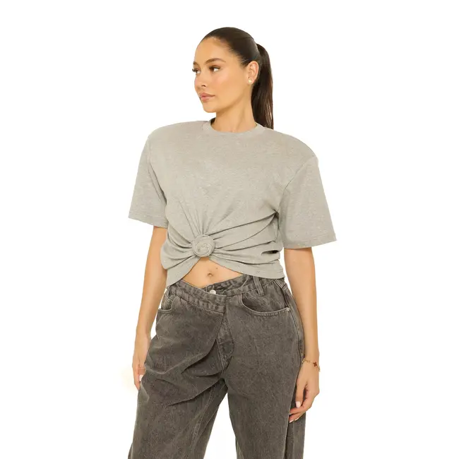 L.A Sisters OVERSIZED KNOT TEE GREY