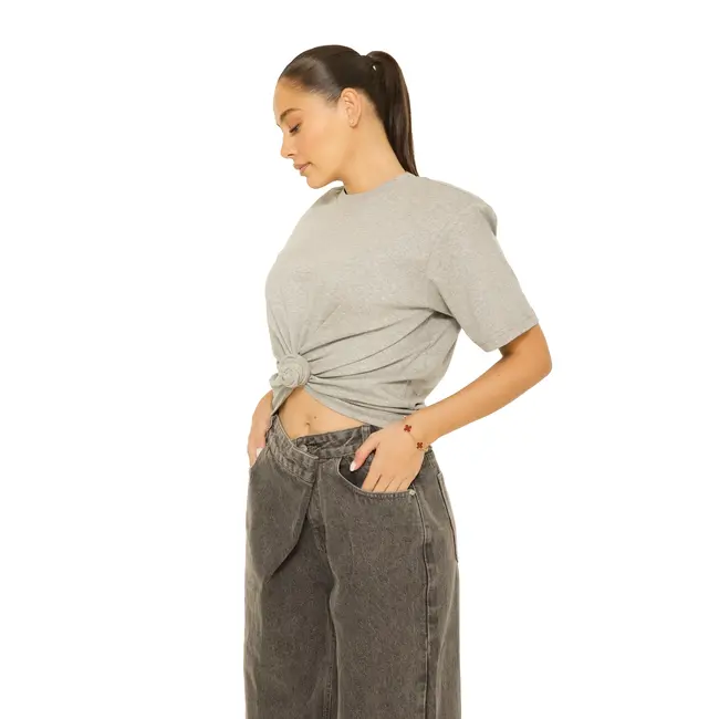 L.A Sisters OVERSIZED KNOT TEE GREY