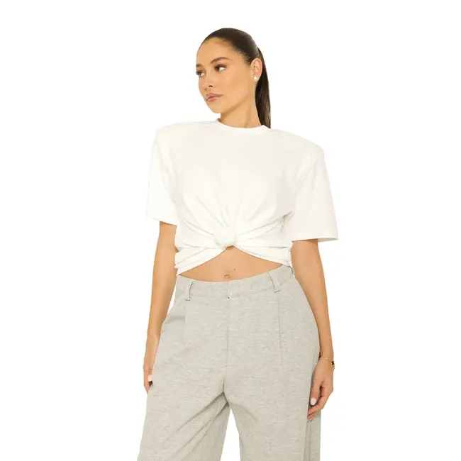 L.A Sisters OVERSIZED KNOT TEE WHITE